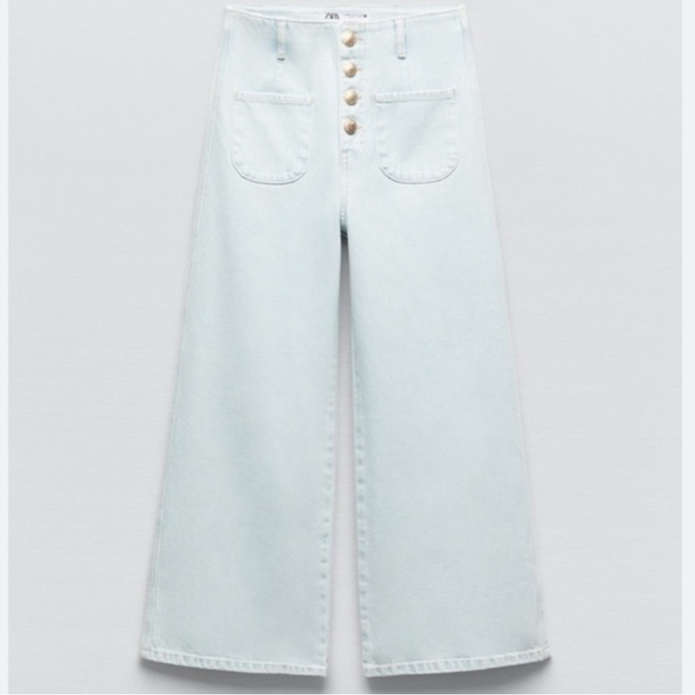 Zara wide leg jeans with gold buttons - Picture 3 of 9